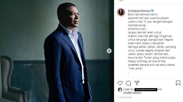 Unggahan Krisdayanti. (Foto: Instagram @krisdayantilemos)