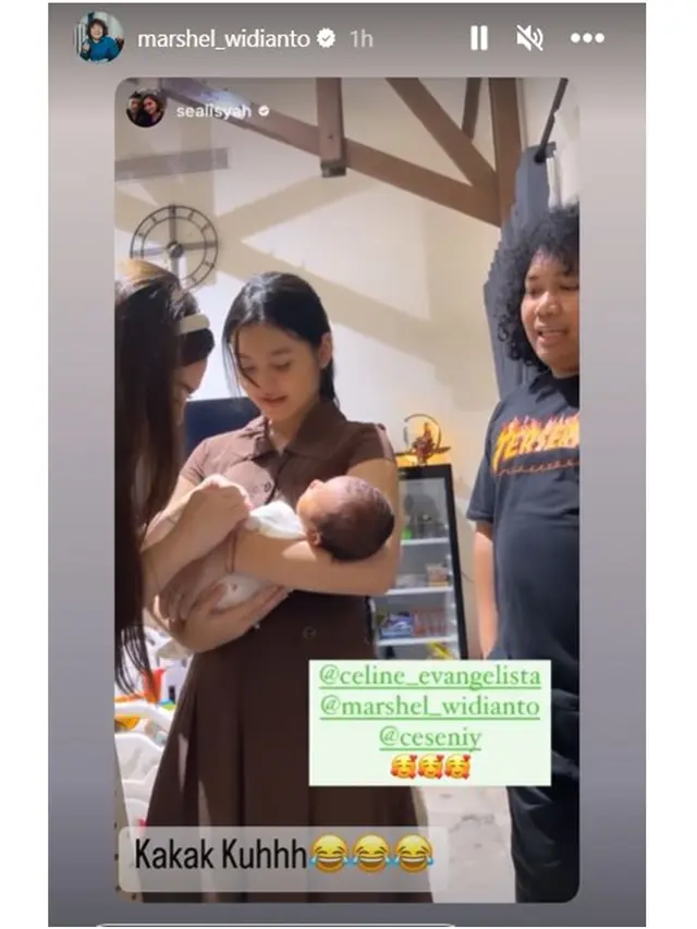 6 Momen Celine Evangelista Kunjungi Anak Pertama Marshel Widianto dan Cesen