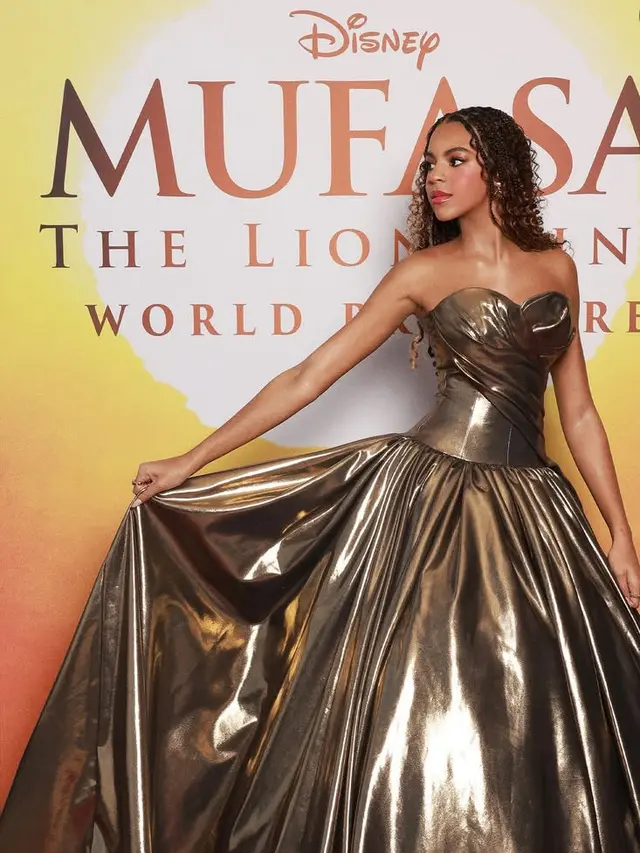 Putri Beyonce, Blue Ivy Tampil Serasi dengan Sang Ibunda Kenakan Gaun Emas Glamor di Premier Mufasa: The Lion King . [@beyonce]