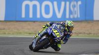 Pebalap Movistar Yamaha, Valentino Rossi, menilai jika balapan MotoGP Aragon digelar dalam kondisi hujan maka dia tidak perlu mengeluarkan banyak energi saat mengerem. (dok. Yamaha MotoGP)