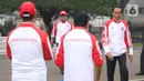 Presiden Joko Widodo atau Jokowi bersiap melakukan pelepasan Kontingen Indonesia untuk SEA Games 2019 Filipina di Istana Bogor, Jawa Barat, Rabu (27/11/2019). Sebanyak 841 atlet Indonesia akan bertanding pada SEA Games Filipina di 51 cabang olahraga. (Liputan6.com/Angga Yuniar)