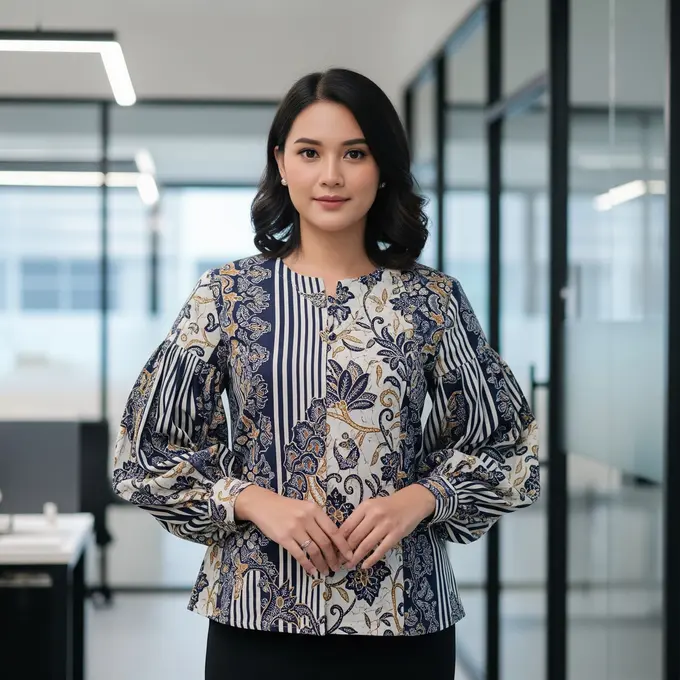 Model Baju Atasan Batik Kombinasi Lurik (Gemini AI)