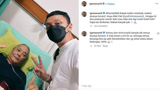 Yudhistira Massardi dan Iga Massardi. (Instagram/ igamassardi)