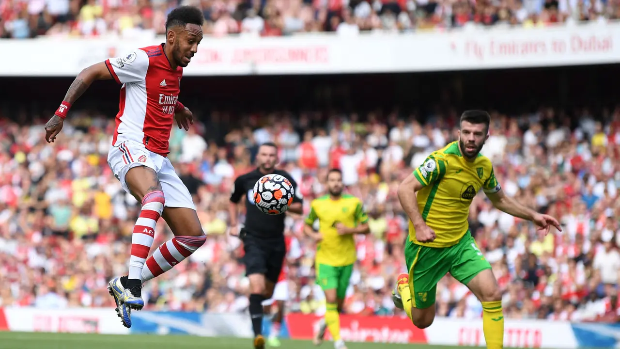 Foto: Akhirnya Arsenal Pecah Telur di Liga Inggris Lewat Gol Semata Wayang Aubameyang