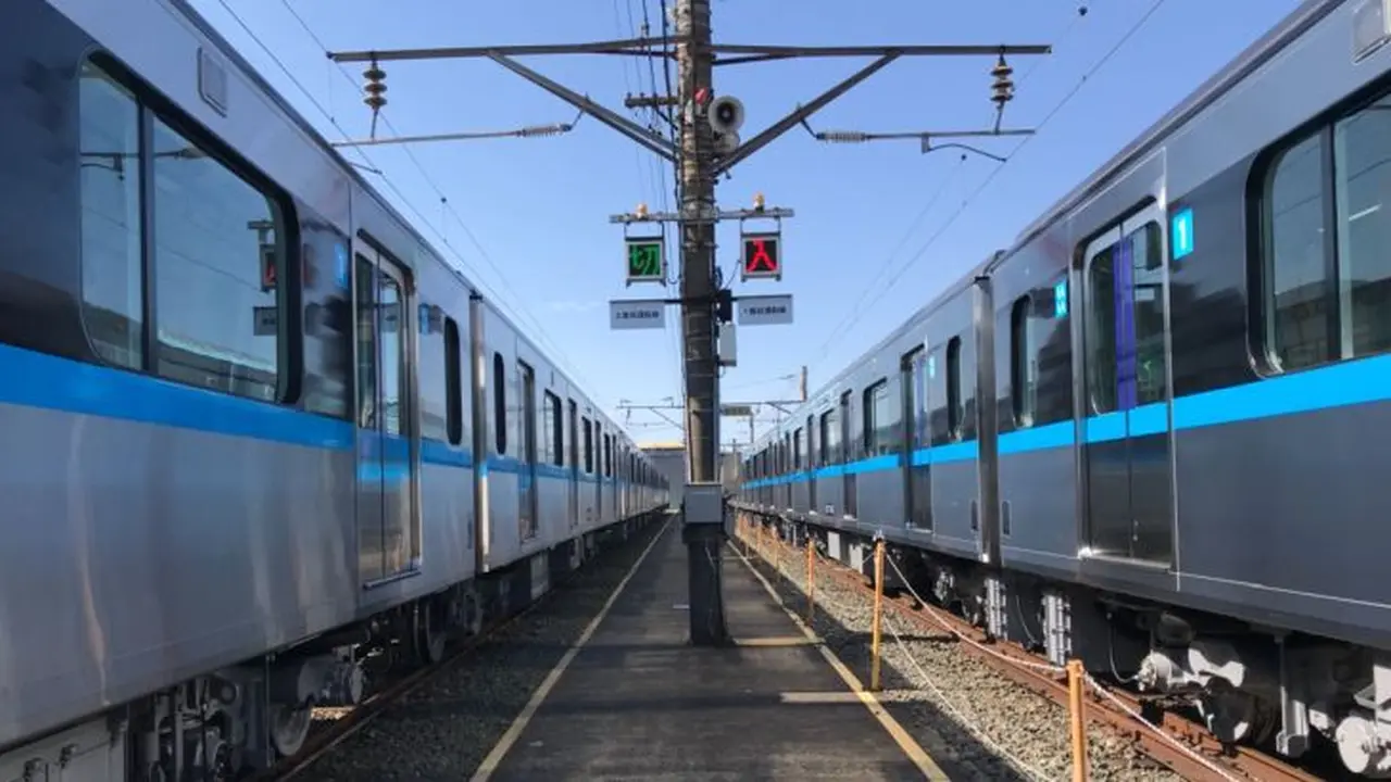 Rangkaian kereta pertama dan kedua MRT Jakarta siap untuk dikirim ke Jakarta dari Toyokawa Plant milik Nippon Sharyo, Jepang. (PT MRT Jakarta)