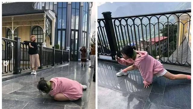 6 Tingkah Jungkir Balik Cewek Saat Bantu Ambil Foto Sahabatnya Ini Penuh Perjuangan