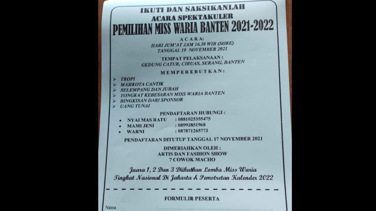 Pamflet Pemilihan Miss Waria