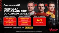 Jadwal dan Live Streaming F1 GP Kanada 2022 di Vidio Pekan Ini, 18-20 Juni 2022. (Sumber : dok. vidio.com)