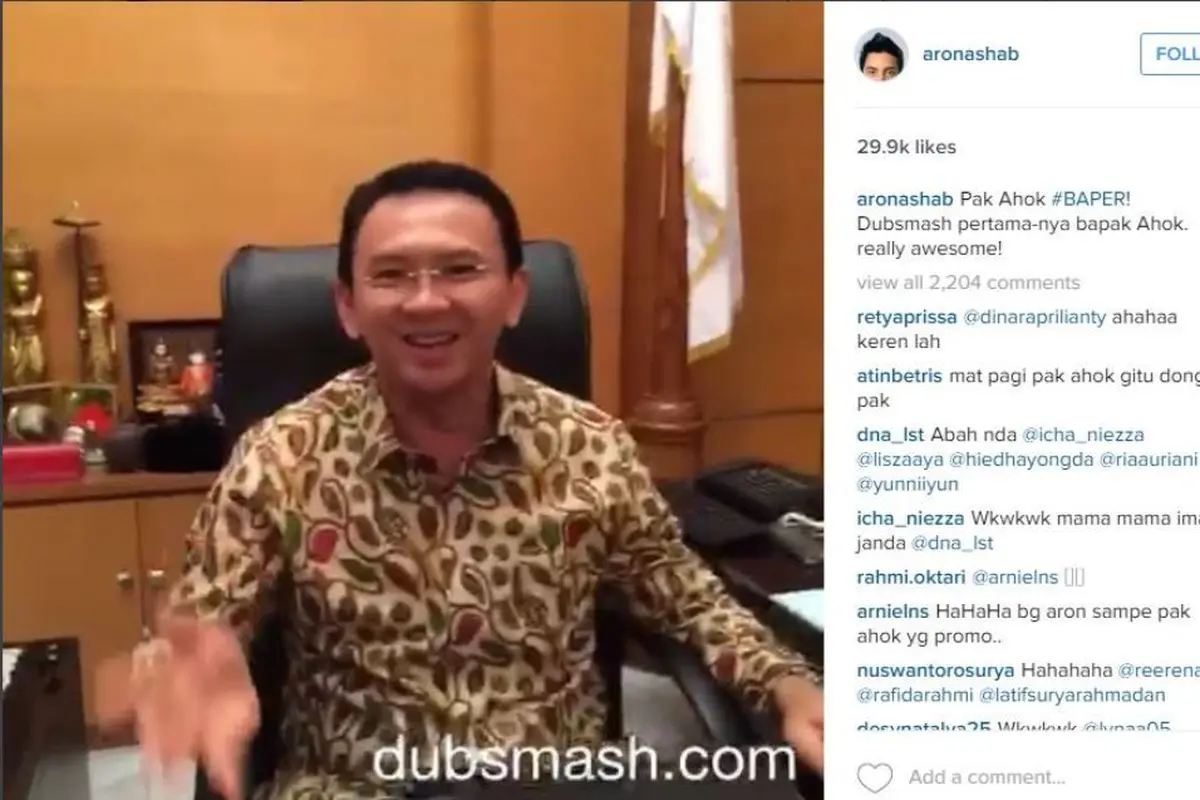 Video Dubsmash Ahok Meriahkan Ulang Tahun Instagram yang Ke-5