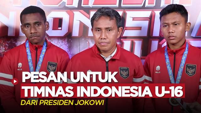 Berita video Pelatih Bima Sakti mengungkapkan pesan dan bentuk dukungan dari Presiden Jokowi untuk Timnas Indonesia U-16.