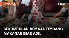 Aksi kocak sekumpulan remaja timbang makanan mengundang perhatian