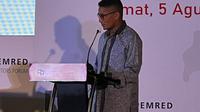 Politisi Gerindra sekaligus Menteri Pariwisata dan Ekonomi Kreatif (Menparekraf) Sandiaga Uno saat memberikan sambutan di acara Forum Pemred (Dok. Liputan6.com)