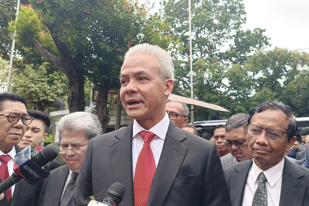 Ganjar Pranowo dan Mahfud Md tiba di Mahkamah Konstitusi, (MK), Rabu (27/3/2024).