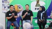 Suasana konferensi pers pengumuman kerja sama TVRI dan PT Folago Global Nusantara sebagai mitra layanan Over The Top (OTT) pertama untuk penyiaran Piala Dunia 2026, Rabu (20/5/2026) di Media Center gedung LPP TVRI Jakarta, Rabu (20/5/2026). (Bola.com/M. Iqbal Ichsan)