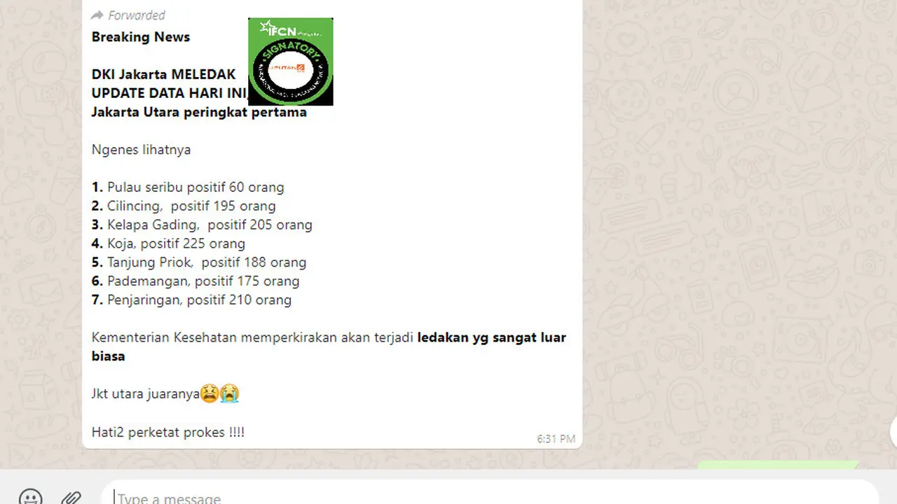 Cek Fakta Liputan6.com menelusuri informasi kasus positif Covid-19 DKI Jakarta meledak