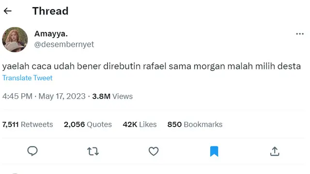 Cuitan yang membahas Desta dan Natasha