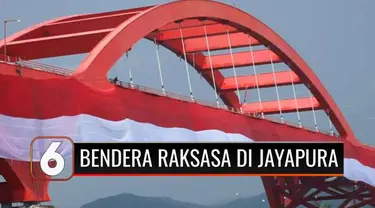 Perdana, Bendera Merah Putih berukuran raksasa berkibar di Jembatan Holtekamp Hamadi atau yang dikenal dengan Jembatan Merah. Aksi ini mendapatkan antusiasme dari warga Jayapura.