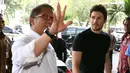 Menkominfo Rudiantara menerima kunjungan pendiri sekaligus CEO Telegram, Pavel Durov setibanya di Kemenkominfo, Jakarta, Selasa (1/8). Kunjungan ini berhubungan dengan pemblokiran 11 Domain Name System (DNS) situs web Telegram. (Liputan6.com/Angga Yuniar)