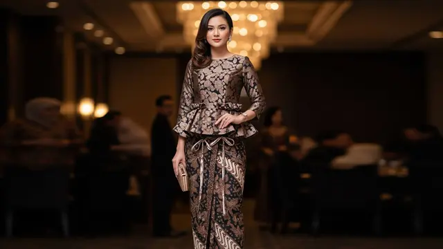 Model Atasan Brokat Peplum Bawahan Batik