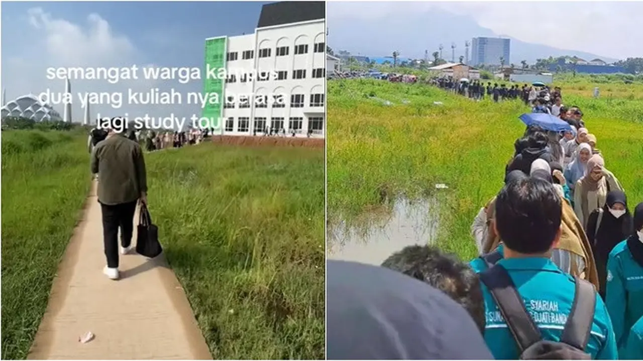 Viral Puluhan Mahasiswa Berangkat Kuliah Lewati Sawah, Kampus Dekat Masjid Al Jabbar