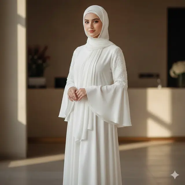 Model Gamis Abaya Putih yang Elegan