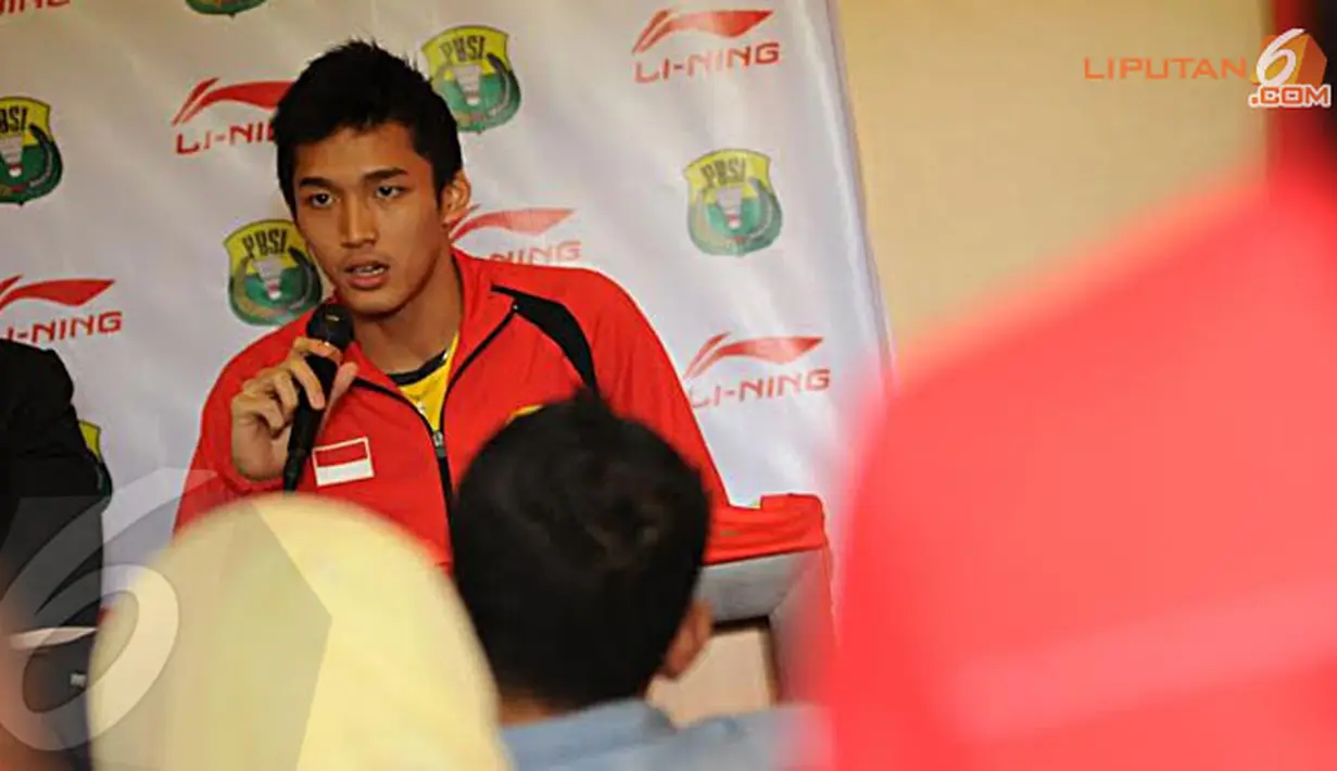 Di Jakarta pada 12 Februari 2014 Jonatan Christie berharap ia dan rekan setimnya mampu memenuhi target yang dibebankan oleh PBSI yakni menjadi semifinalis di Asia Junior Championship 2014 (Liputan6.com/Helmi Fithriansyah).