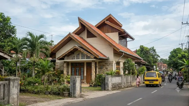 Ide desain Rumah Jengki model atap pelana lipat asimetris
