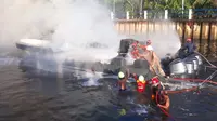 Kapal Patroli Milik Direktorat Polair Polda Sulsel Meledak