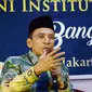 Gubernur NTB, TGB Zainul Majdi memberikan sambutan pada acara Aliansi Strategis antara Alumni Universitas Al-Azhar Mesir dan Alumni Institut Teknologi Bandung (ITB), di Jakarta, Rabu (21/2). (Liputan6.com/Pool/Ihwan)