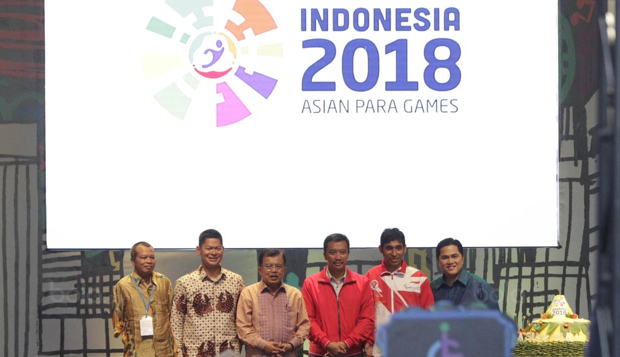 Wapres RI, Jusuf Kalla, saat acara peresmian hitung mundur Asian Para Games 2018 di Kemayoran, Jumat (6/10/2017). Asian Para Games 2018 akan digelar mulai 8 hingga 13 Oktober di Jakarta-Palembang. (Bola.com/M Iqbal Ichsan)