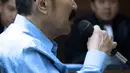 Terdakwa merintangi penyidikan KPK pada kasus korupsi e-KTP, Fredrich Yunadi saat sidang putusan di Pengadilan Tipikor, Jakarta, Kamis (28/6). Atas putusan majelis hakim, terdakwa langsung menyatakan banding. (Liputan6.com/Helmi Fithriansyah)