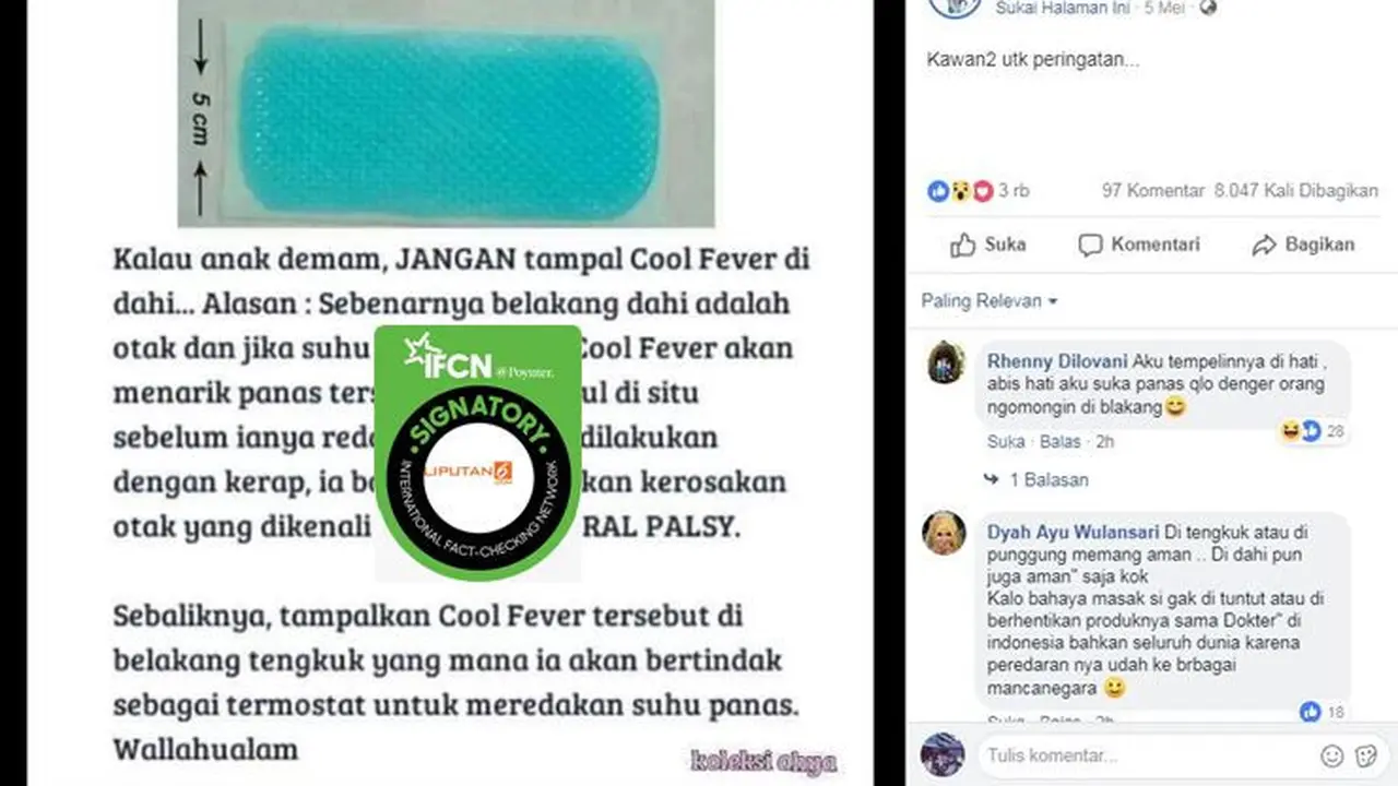 [Cek Fakta] Gambar Tangkapan Layar Plester Kompres Demam