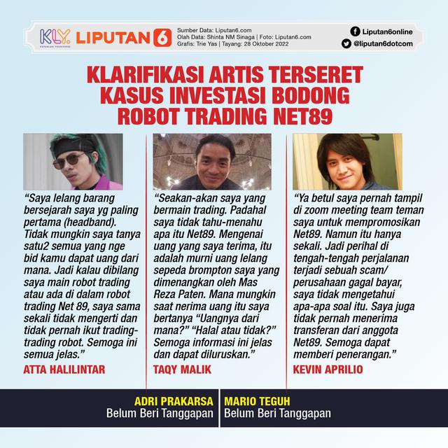 Infografis Klarifikasi Artis Terseret Kasus Investasi Bodong Robot Trading Net89