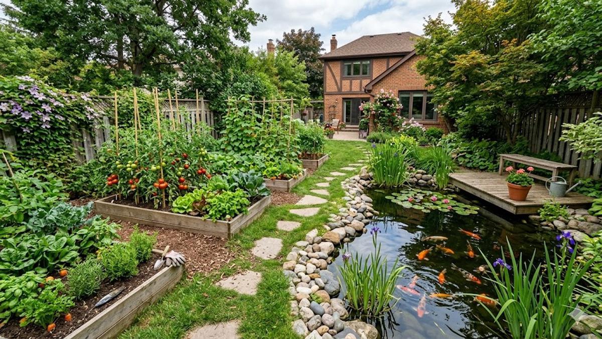 8 Ide Kebun Sayur Mini dengan Kolam Ikan di Halaman Rumah, Estetik dan Hemat Lahan