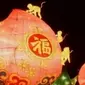 Para pengunjung memenuhi Chinese Park yang dipenuhi lampion aneka warna pada Senin malam.