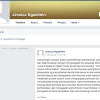 Melalui media sosial Facebook pihak keluarga Jessica Ngadimin akhirnya buka suara terkait nama Jessica dalam kasus tewasnya Wayan Mirna.