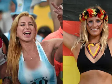 Jerman dan Argentina akan bertemu di Final Piala Dunia 2014. Fans seksi pun pasti bermunculan (AFP Photo)