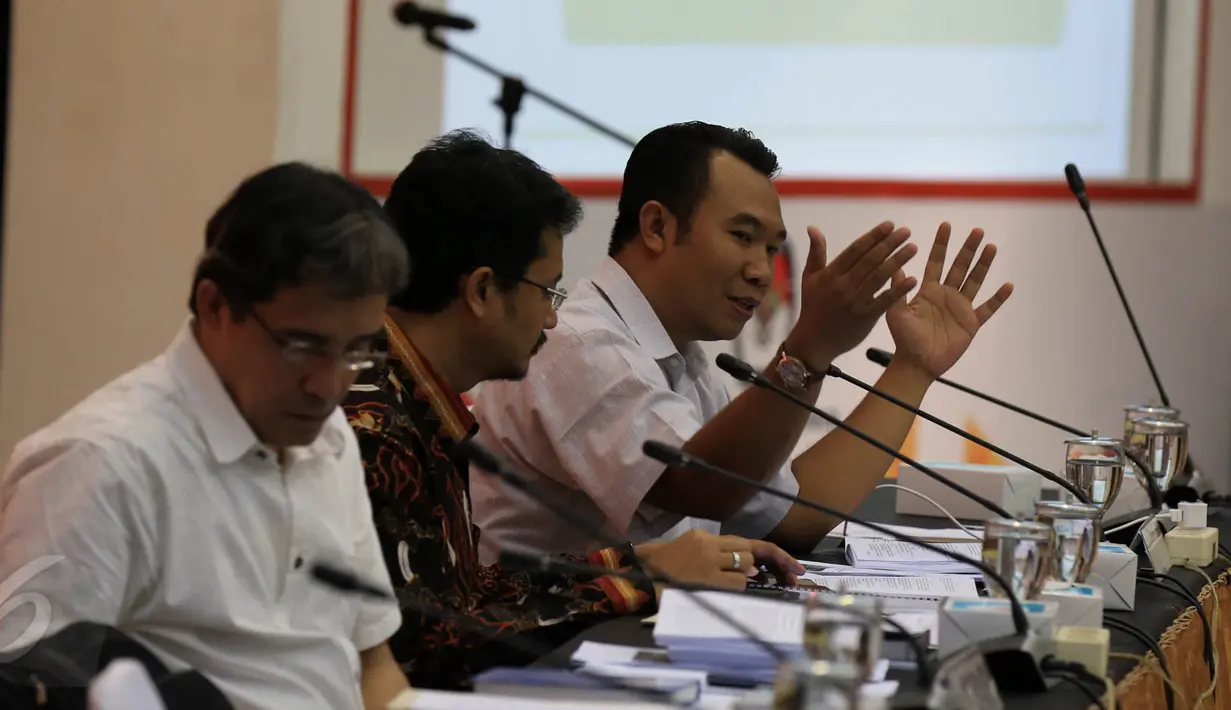 Sosialisasi peraturan KPU terkait pemilihan Kepala Daerah tahun 2015 di Jakarta, Kamis (28/5/2015). Sosialisasi dilakukan untuk memberikan pemahaman yang sama soal peraturan KPU. (Liputan6.com/Johan Tallo)