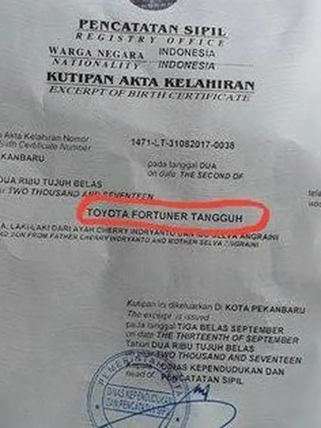 5 Nama Anak Terinspirasi dari Merek Mobil Ini Unik