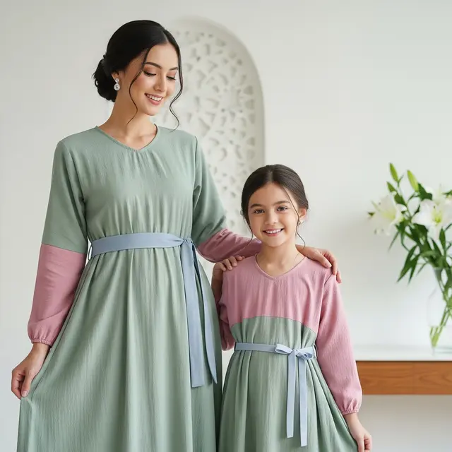 Model Gamis Kombinasi Couple Ibu dan Anak untuk Lebaran 2026