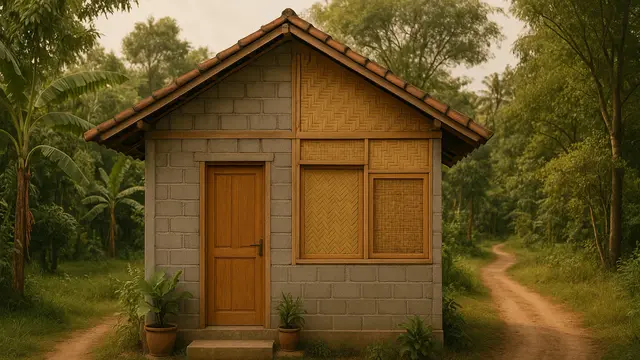 Model Rumah Kecil Tapi Cantik 3x6 Meter dari Bambu dan Batako
