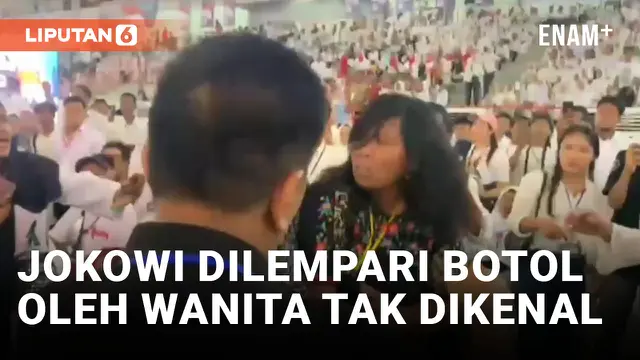 Detik-detik Seorang Wanita Lempar Botol ke Jokowi