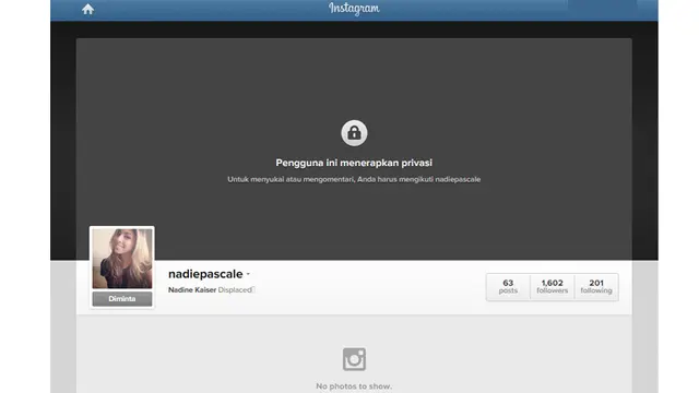 Kabar Gembira, Akun Instagram Nadine Kaiser Tak di Protect Lagi