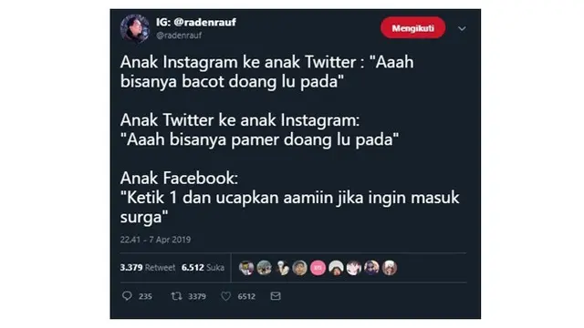 Perbedaan Komentar Anak Instagram, Twitter dan Facebook