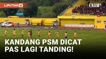 Garis Lapangan BJ Habibie Dicat Ulang pas Pertandingan PSM vs Dewa United