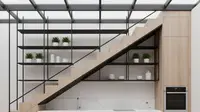 7 Inspirasi Dapur Bawah Tangga dengan Rak Besi dan Pencahayaan Natural 2025 untuk Rumah Modern