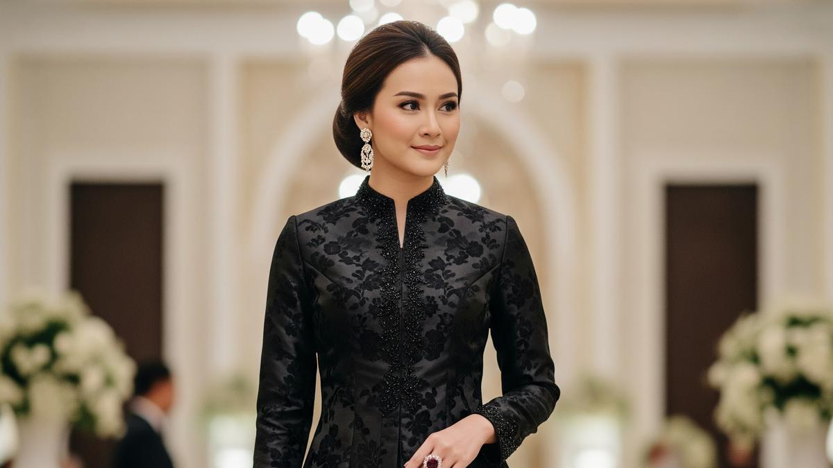7 Model Atasan Brokat Hitam Bawahan Batik Terbaru, Gaya Kondangan Mewah tapi Tetap Simpel