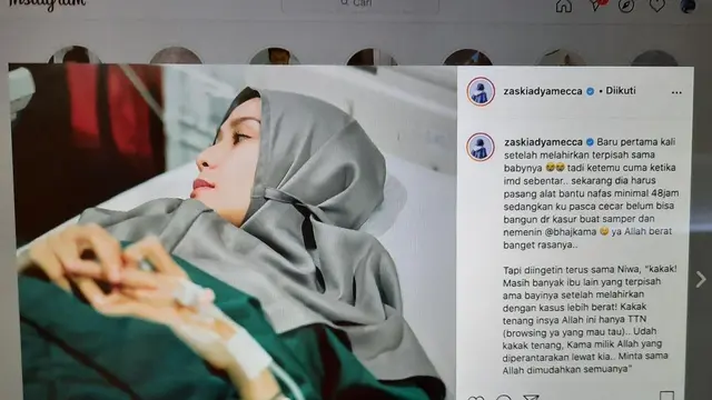 Unggahan Zaskia Adya Mecca. (Foto: @zaskiadyamecca)