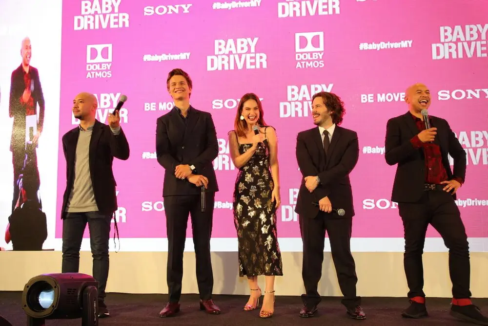 Para pemain dan sutradara Baby Driver dalam sesi meet and greet bersama penggemarnya di Malaysia. (Sony Pictures)