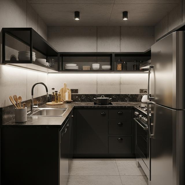 Dapur Kecil Bentuk U Minimalis